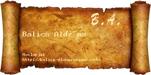 Balics Alóma névjegykártya